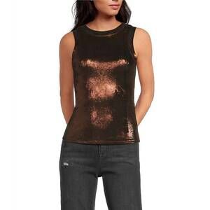 NEW ELAN metallic tank top in brown
